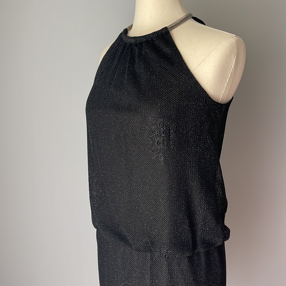 SLNY Black Blouson Halter Crochet Fringe Hem Short Dress
Size 8 - Picture 2 of 11
